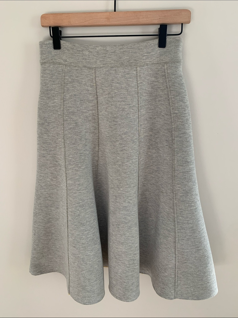 Anthropologie Maeve A-Line Scuba Swing Midi Skirt Grey Size 4